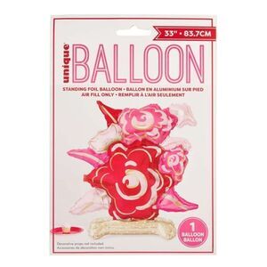Giant Foil Flower Bouquet Shaped Balloon Centerpiece 33” Red Pink Valentines Day